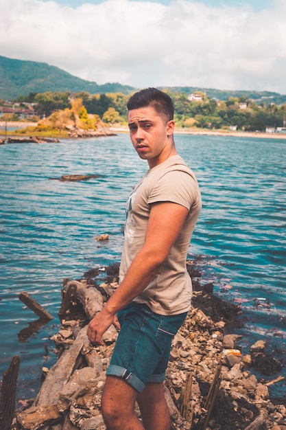 Young man posing in the park