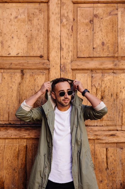 Young man posing on the street