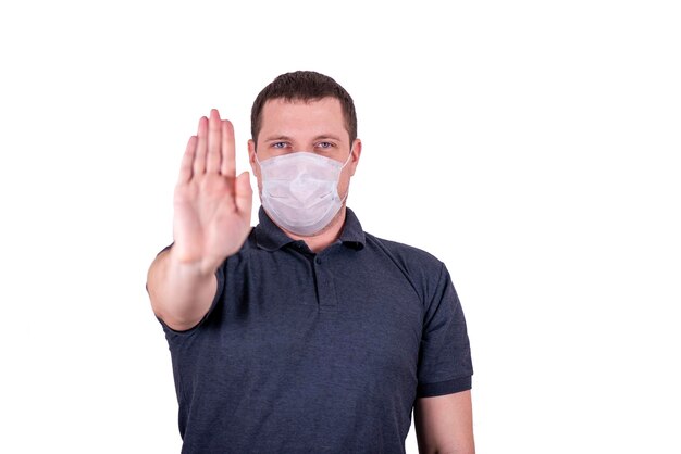 Photo young man in a protective mask, pandemic coronavirus