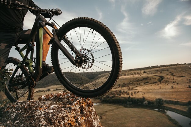 Young man riding a mountain bike