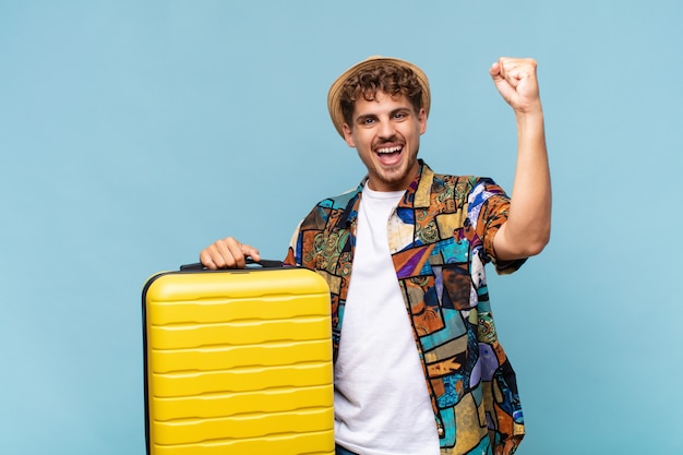 Young man shouting triumphantly