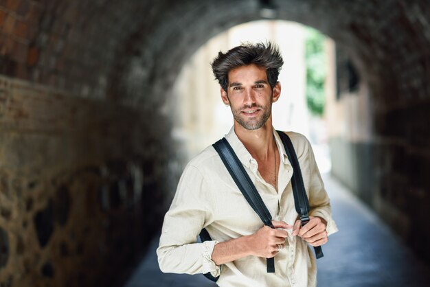 Young man sightseeing enjoying the streets of Granada