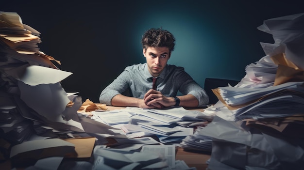 Young man sitting at desk at the office