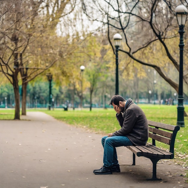 young man sitting in the park