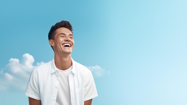 young man smiling on the cloud