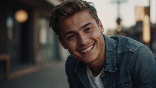 A young man smiling