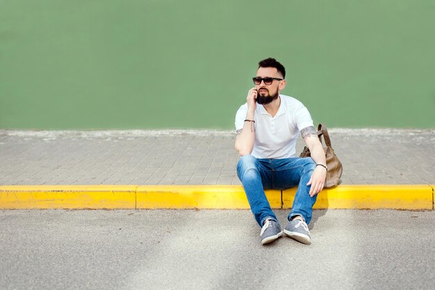 Photo young man on the street