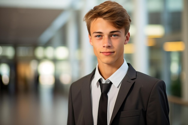 a young man in a suit and tie posing for a picture