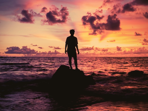 Young man at sunset