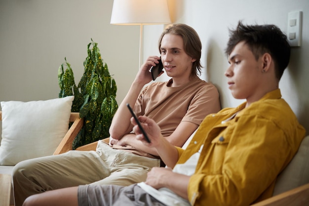 Young Man Talking on Phone