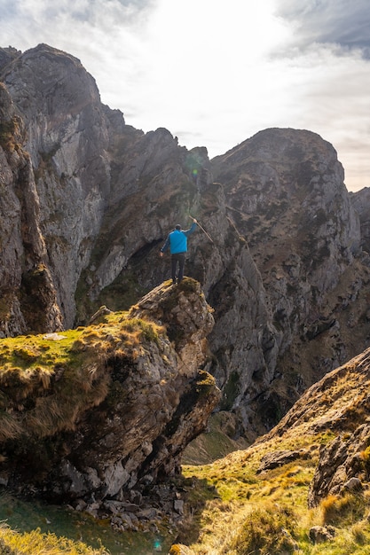 A young man on the top of the mountain of Aiako Harria