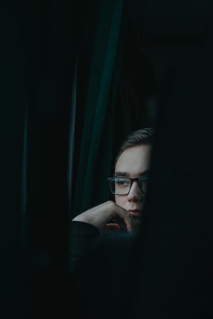 young man in train