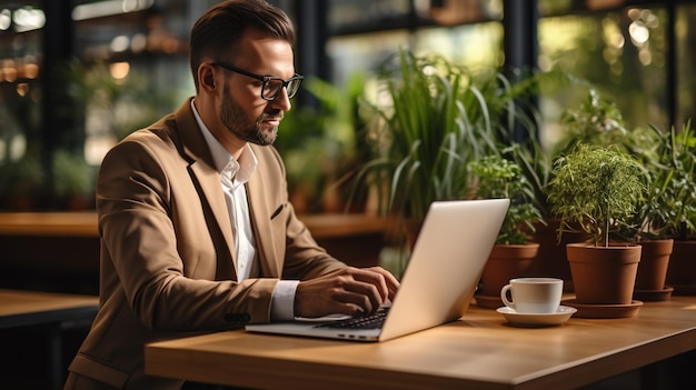 Young man using laptop computer