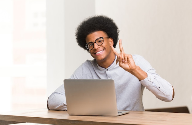 Young man using a laptop