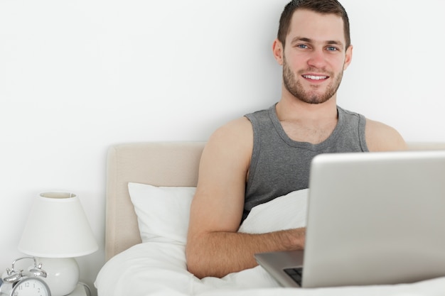 Young man using a laptop