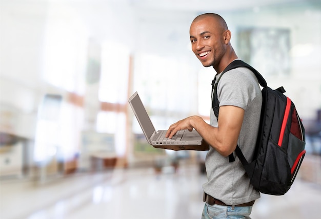 Young man using laptop