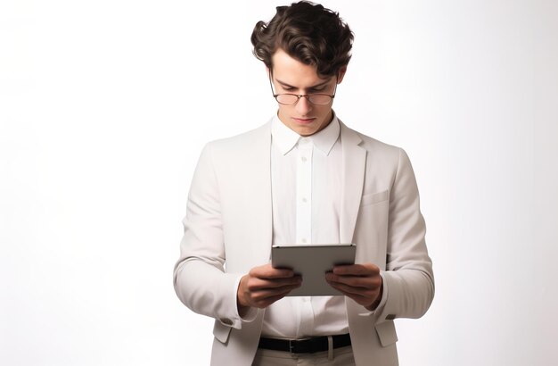 young man using tablet