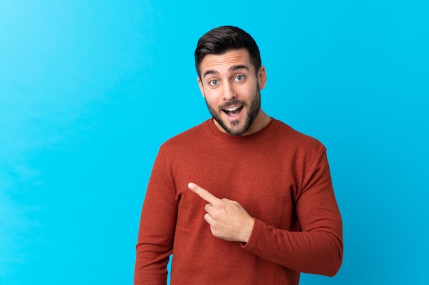 Young man over wall