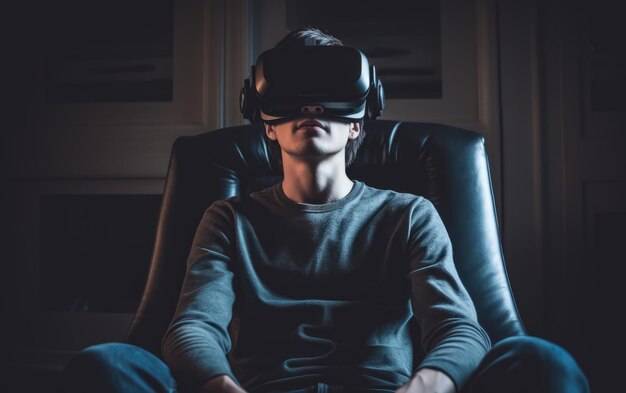 young man wearing a AR headset