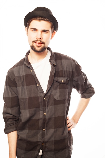 Young man  wearing black hat