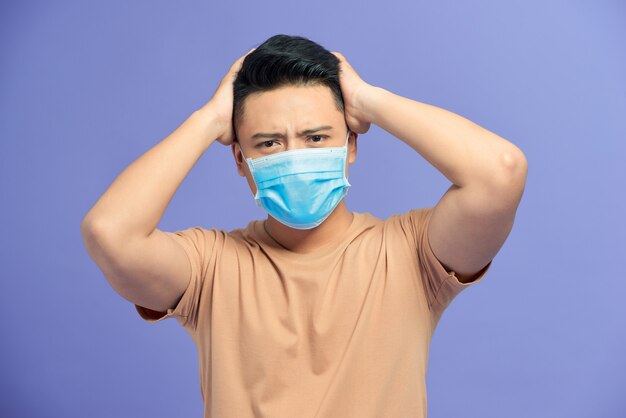 Young man wearing a face mask