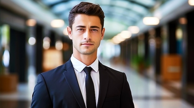 young man wearing formal suit work interview