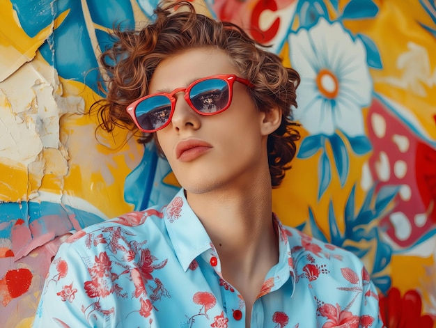 A young man wearing sunglasses and a shirt