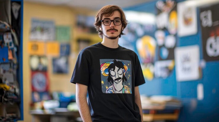 Young Man Wearing a Tshirt with a Cool Design