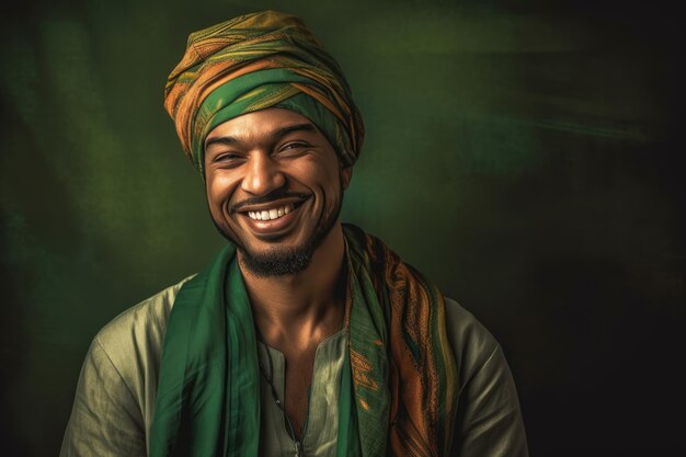 A Young Man Wearing a Turban and Smiling