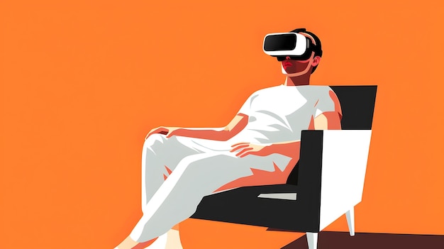VR AR 헤드을 착용하고 가상 현실 시레이션 메타버스 및 사이버 공간을 경험하는 젊은 남자