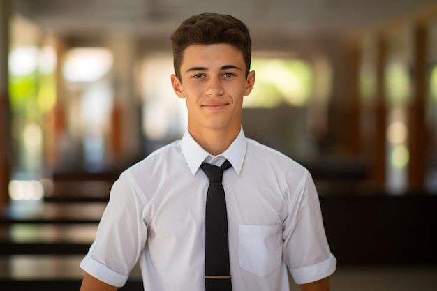 Photo a young man in a white shirt and tie