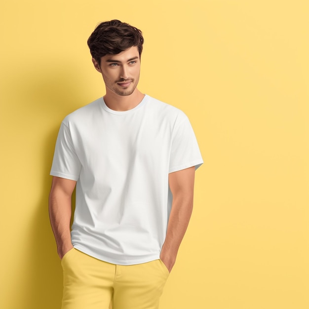 A young man in a white tshirt mockup