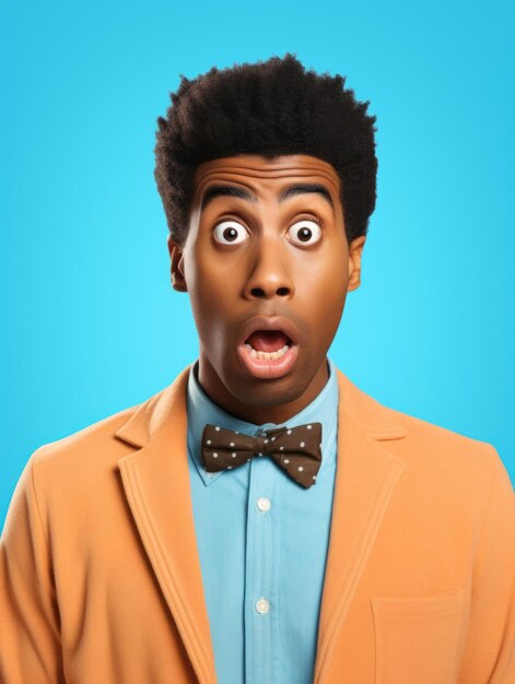 Photo young man with african features who appears to be shocked