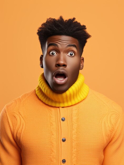 Young man with african features who appears to be shocked