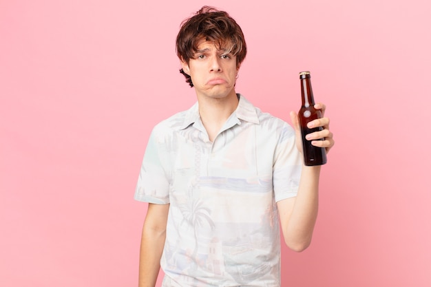 young man with a beer