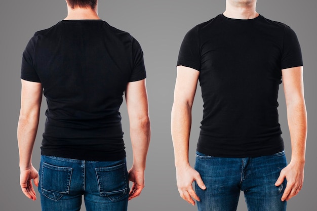 Young man with blank tshirt template