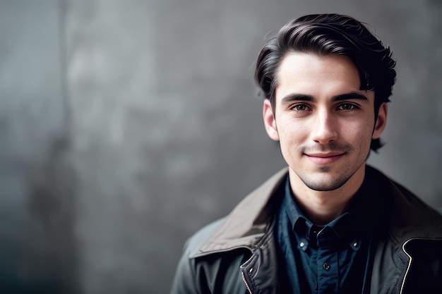 A young man with a dark jacket and dark hair smiles for the camera.