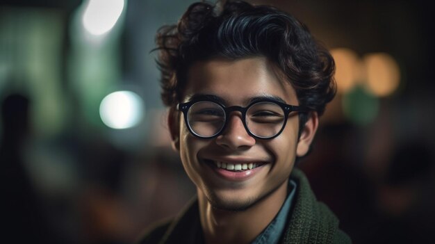 A young man with glasses smiles at the camera.