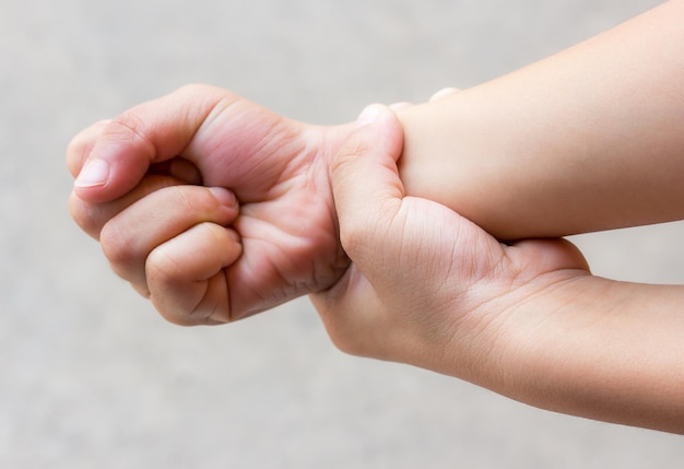 Young man with hand pain