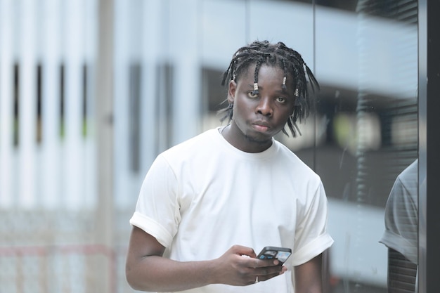 A young man with his hairstyle and the atmosphere of living in the community