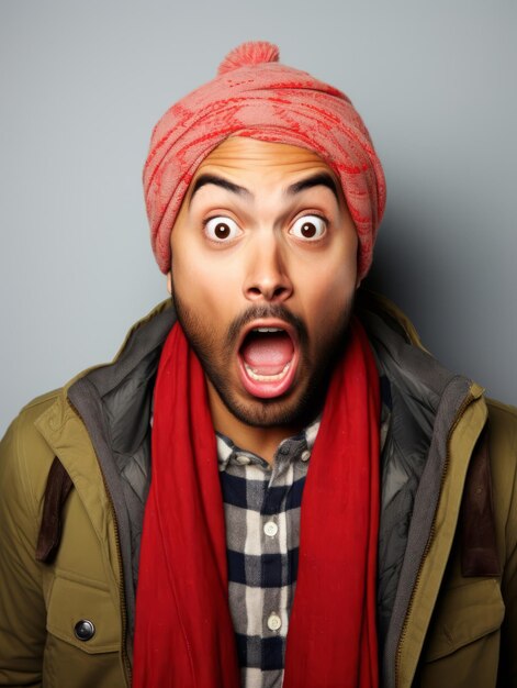 young man with Indian features who appears to be schocked