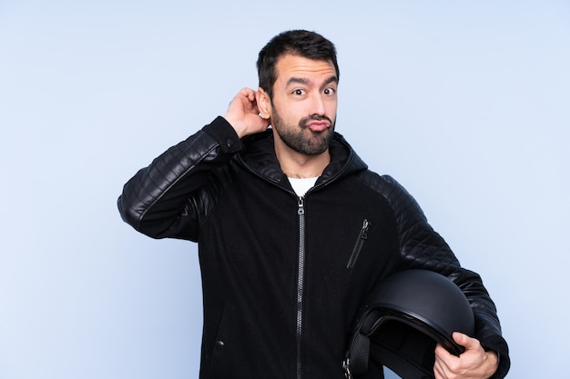 Young man with motorcycle helmet