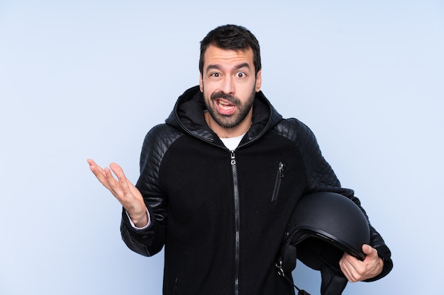 Young man with motorcycle helmet