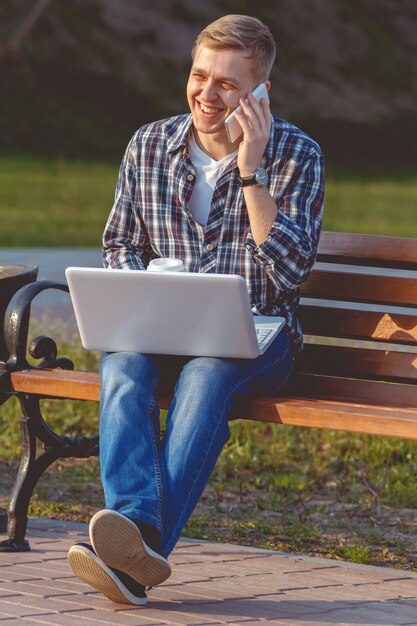 Young man with the notebook