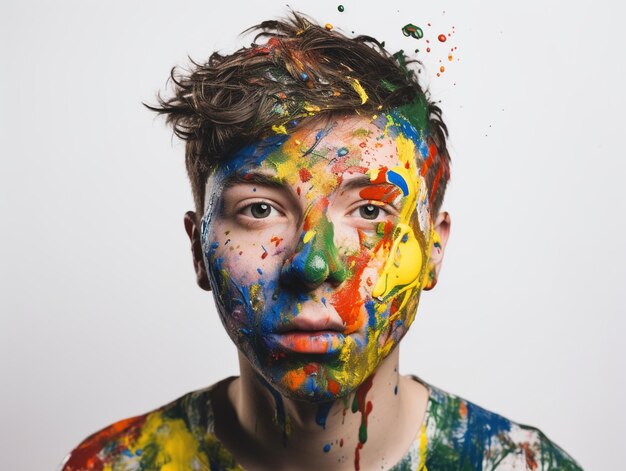 A young man with paint on his face