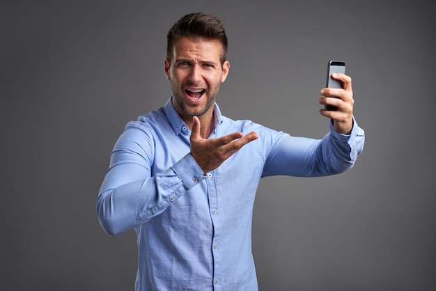 Young man with a smartphone