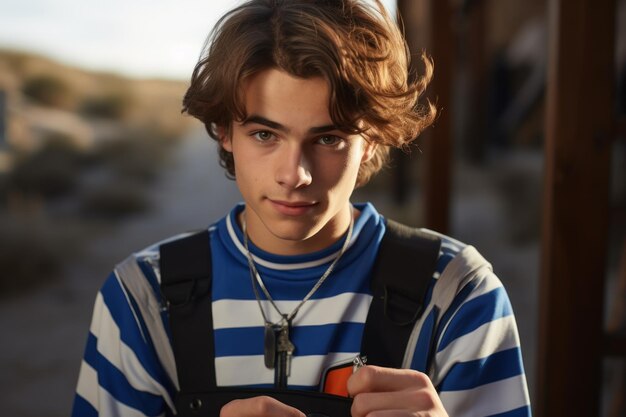 YOUNG MAN WITH STRIPED JERSEY