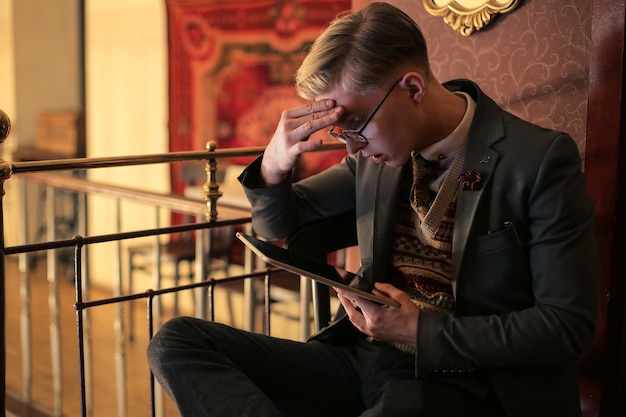 Young man with tablet