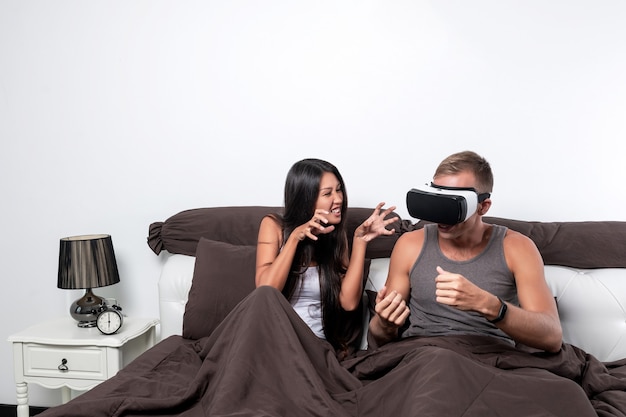 Young man with virtual reality glasses