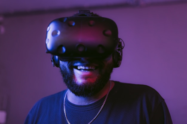 Young man with virtual reality glasses